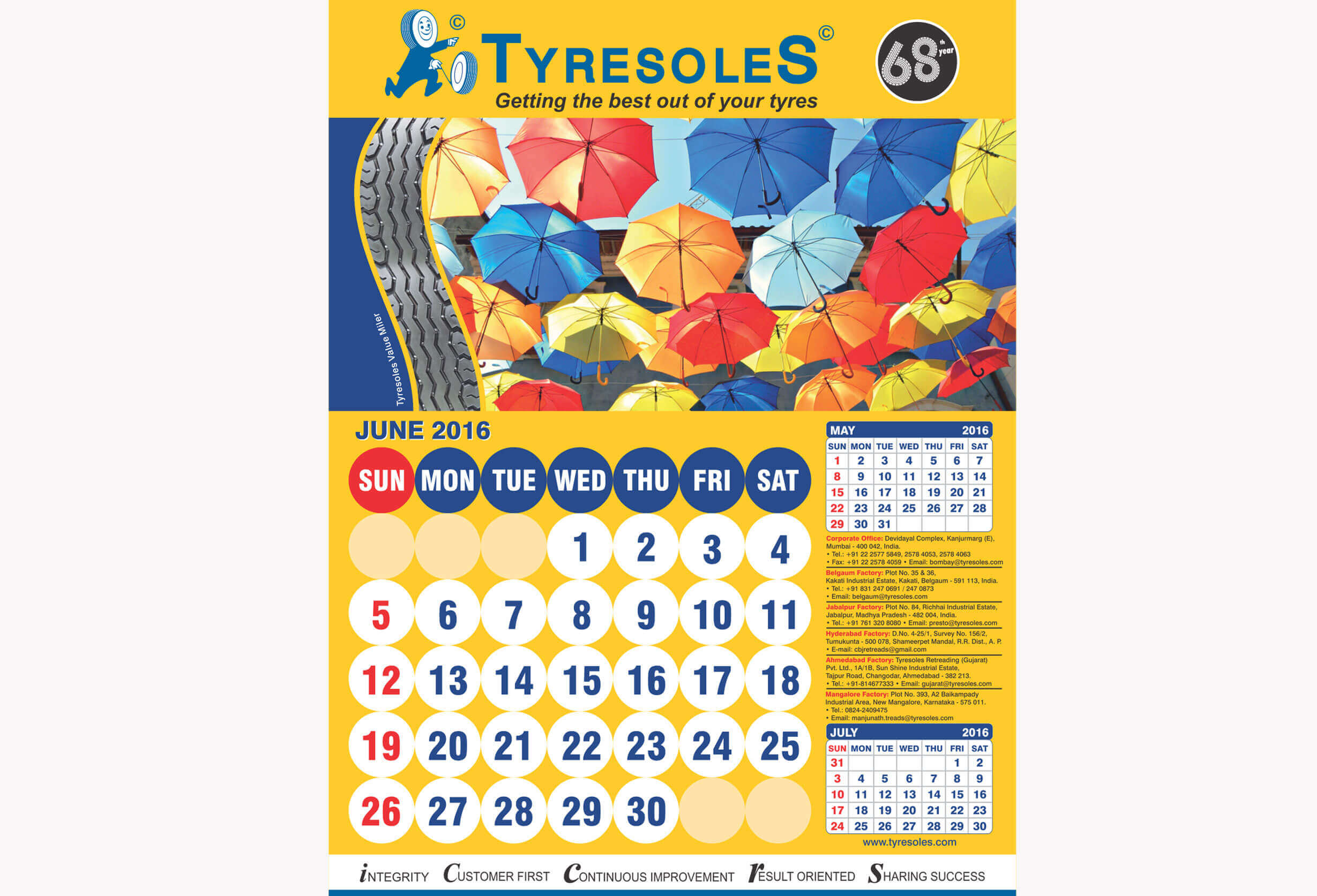 Tyresole Calender Design